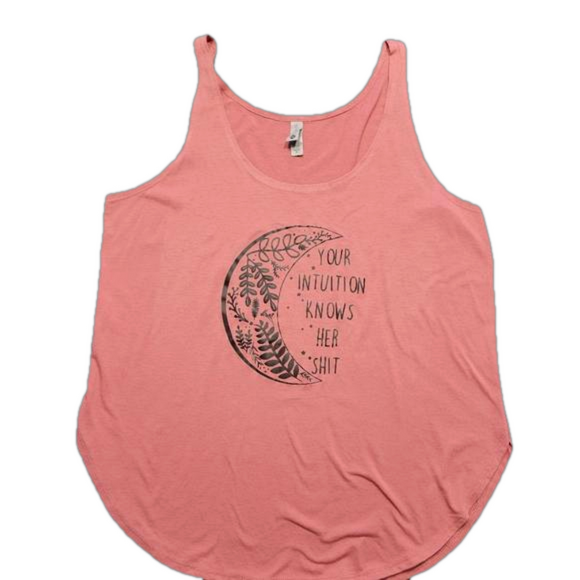 Next Level Apparel Tops - Next Level Apparel Salmon Pink Your Intuition Moon Tank Top Women's XL